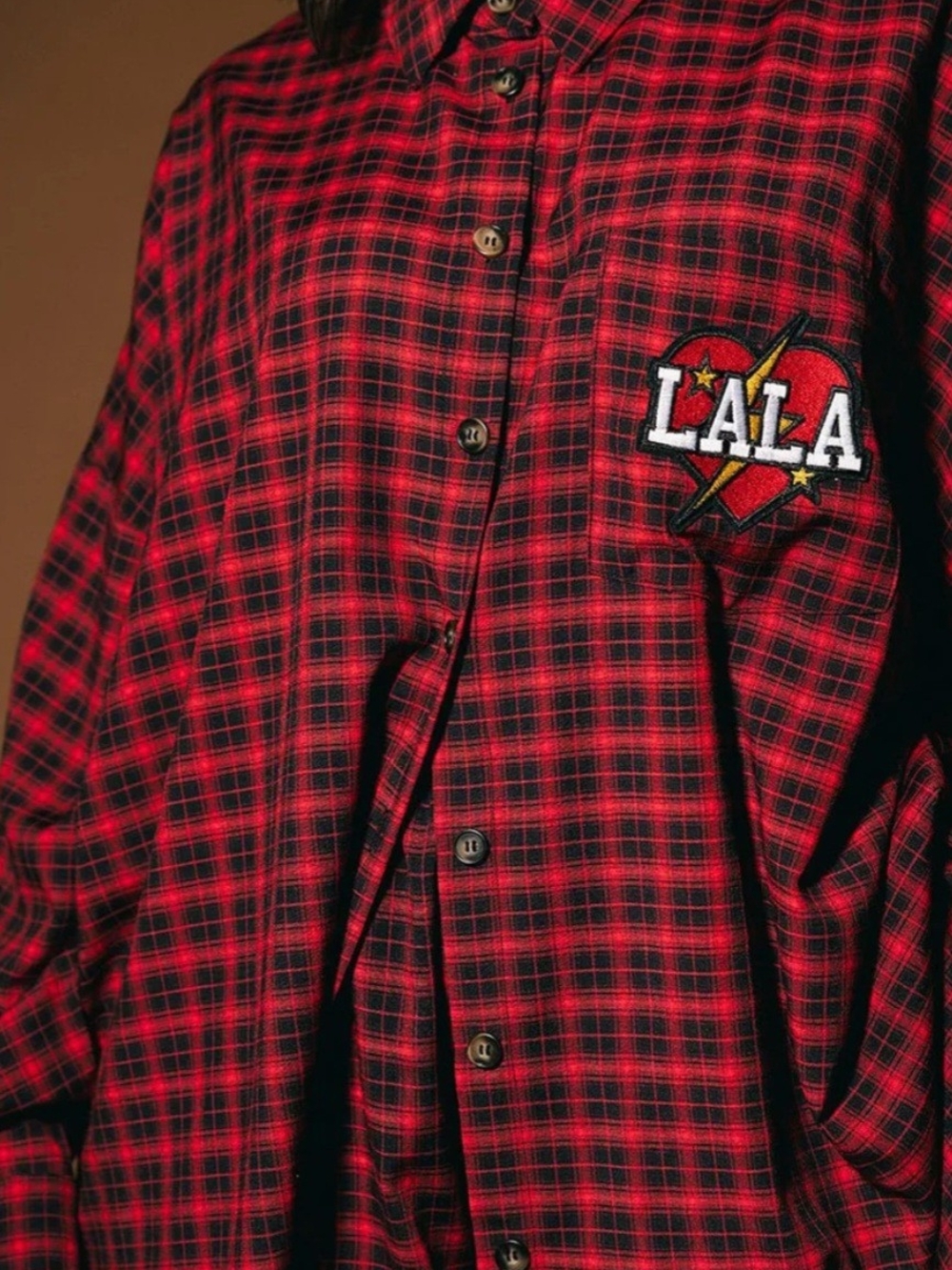 Dressed in LALA Red Black Plaid Button-Down Shirt - Picture 4 of 8
